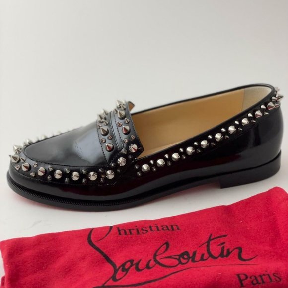 Christian Louboutin MATTIA SPIKES Stud Leather Loafer Flat Moccasin Shoes - Picture 10 of 10